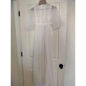 Vintage 70/80s JCPenney Sheer White Peignoir RobePintuck Lace Sz P...Cottagecore